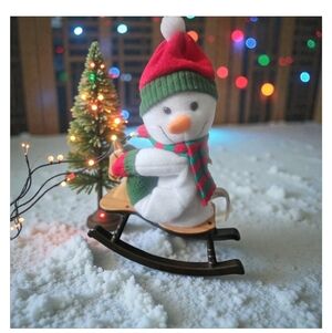Festive Snowman on Rocking Horse Decor